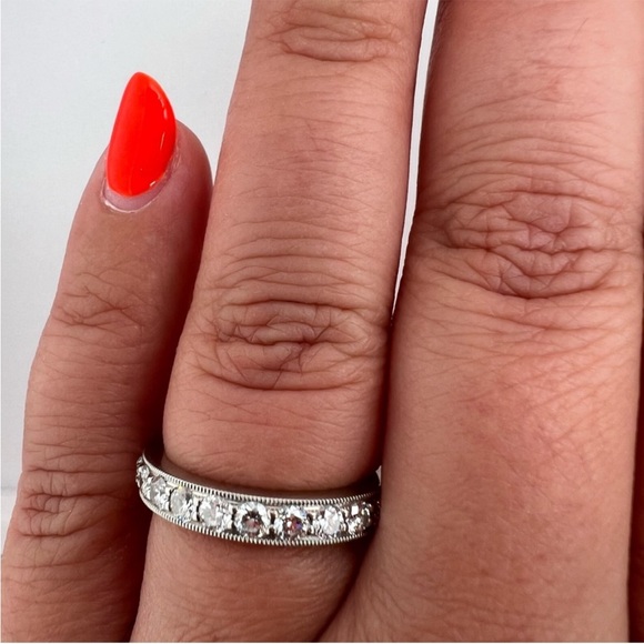 Tiffany Setting Wedding Band in Platinum with a Full Circle of Diamonds - Picture 7 of 9